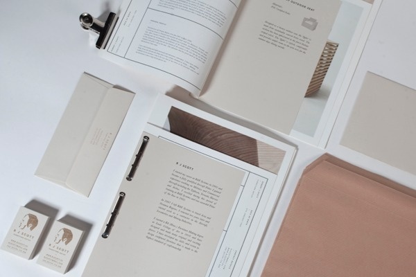 R J Scott #binding #branding #letterpress #book #publication #bronze #furniture #natural #identity #brown #gold #stationery #passport #logo