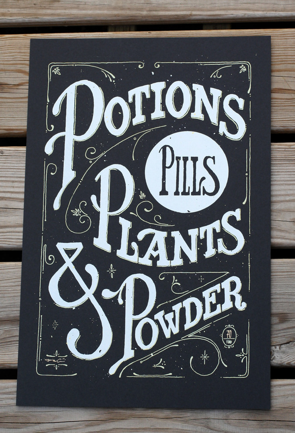 Potions Print #handdrawn #poster #typography