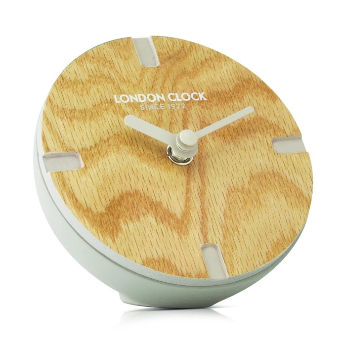 London Clock Company 'Atom' Mocha Solid Wood Spherical Mantel Clock, 12cm x 6cm