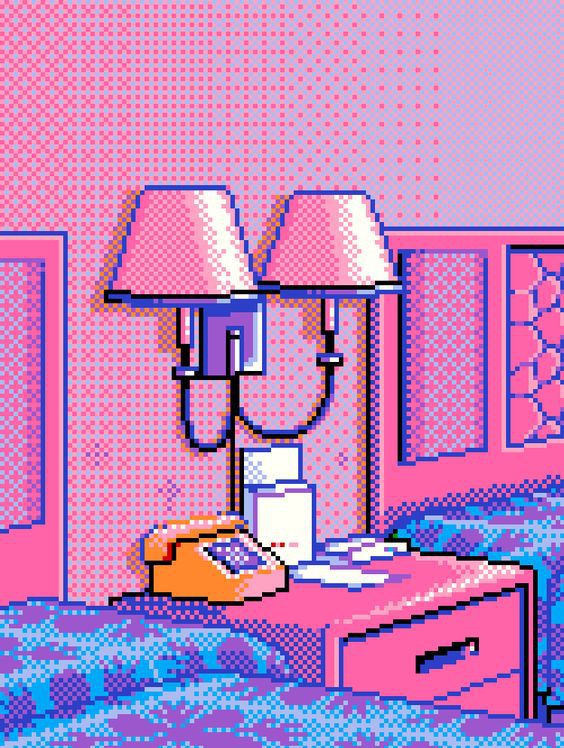 Pixel art: hotel nightstand