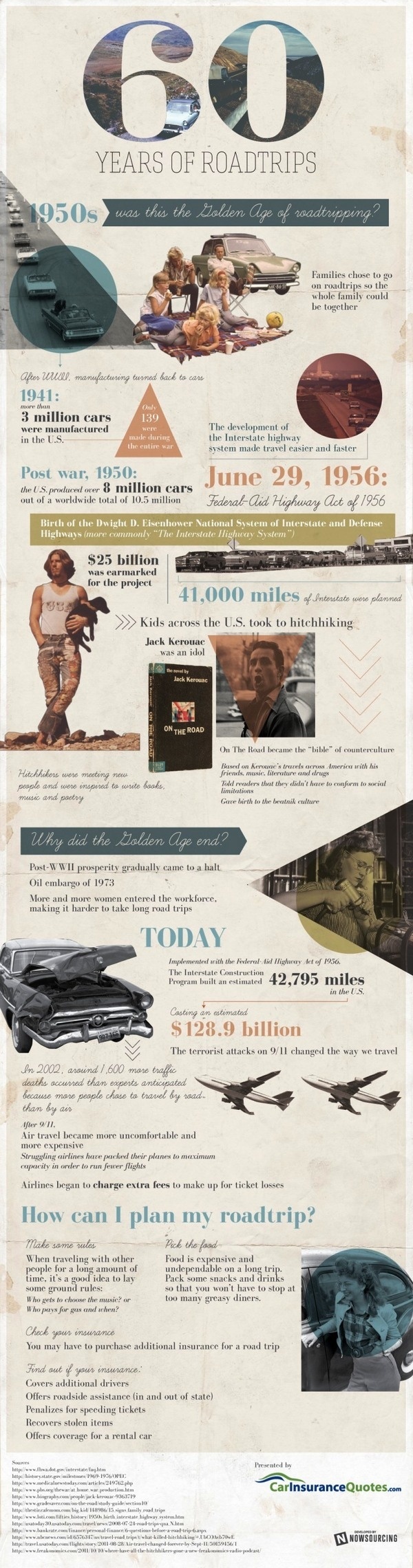 Road trips: 60 years of road tripping in America [Infographic] #family #trips #roadtrip #vacation #travel #road #trip #driving #highway #insurance #car