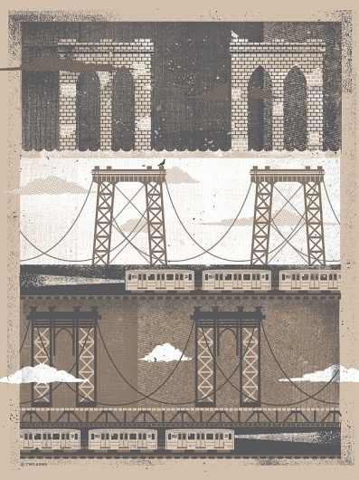 Dribbble - Twoarms-nycbridges.jpg by Two Arms Inc. #two #illustration #arms #texture