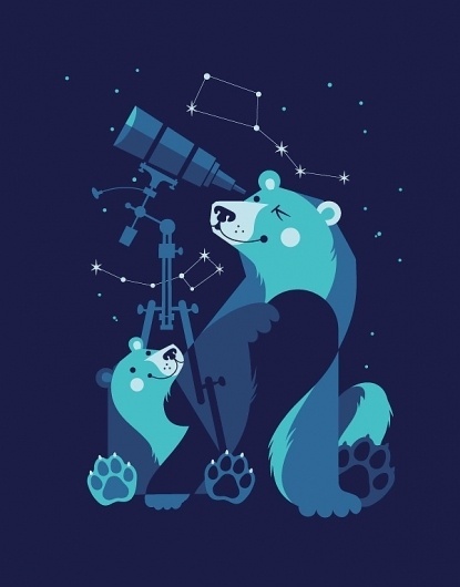 Esther Aarts » Ursa Minor and Ursa Major #illustration #retroblue #art #kids #bears #funny
