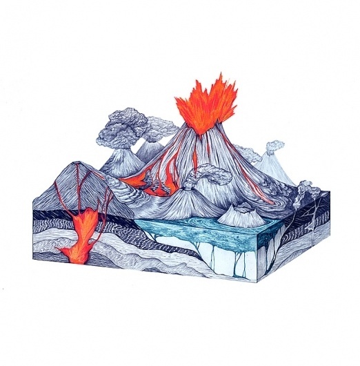 All sizes | Exploded vulkano | Flickr - Photo Sharing! #explosion #eika #illustration #eibatova #ekaterina #vulcano #drawing