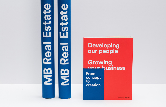 mb real estate market construction business card blue red logo logotype branding corporate design identity mindsparklemag design