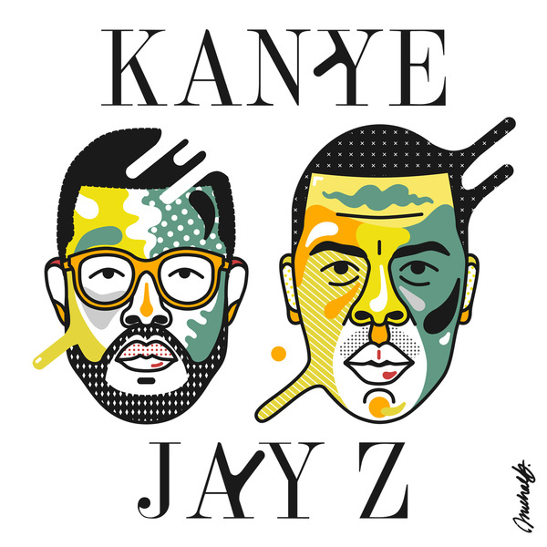 Jay & Ye #west #pop #kanye #arnold #design #illustration #portrait #jay #art #music #z #michael