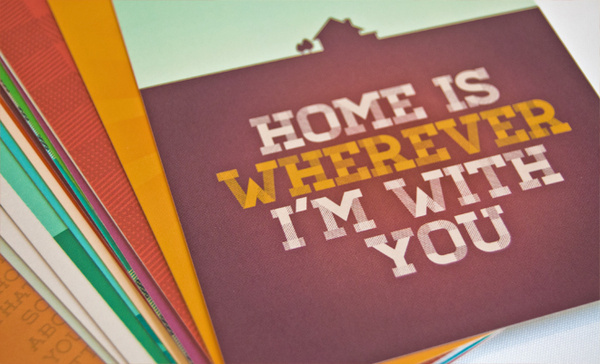 Home postcards. Illustrated lyrics from the Edward Sharpe & The Magnetic Zeros song 'Home' by designer Chris Hannah. #americana #design #sharpe #home #posters #postcards #edward #typography