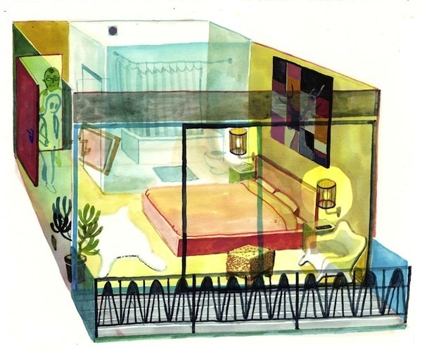 . #bed #illustration #watercolor #room