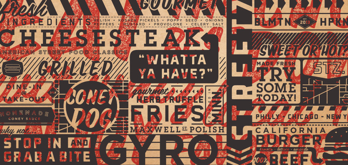 Streetz American Grill | Cue | A Brand Design Company #pattern #wrap #display #restaurant #typography