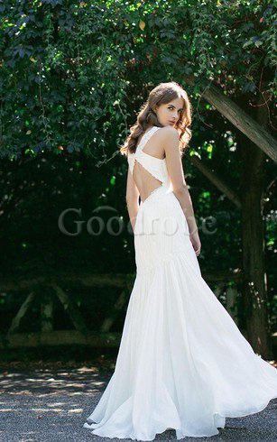 Robe de mariée intemporel avec décoration dentelle pendant avec zip a-ligne