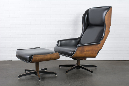 Mid-Century Modern Lounge Chair and Ottoman by Drexel