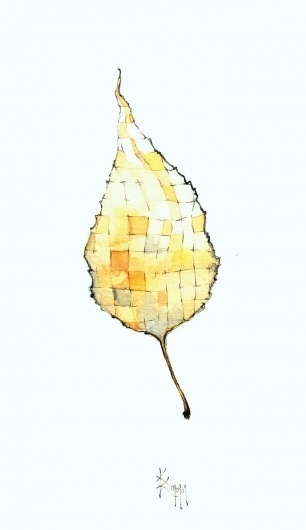 kariertes+Blatt_1009.jpg (image) #blatt #water #zeichnung #leave #wasserfarben #illustration