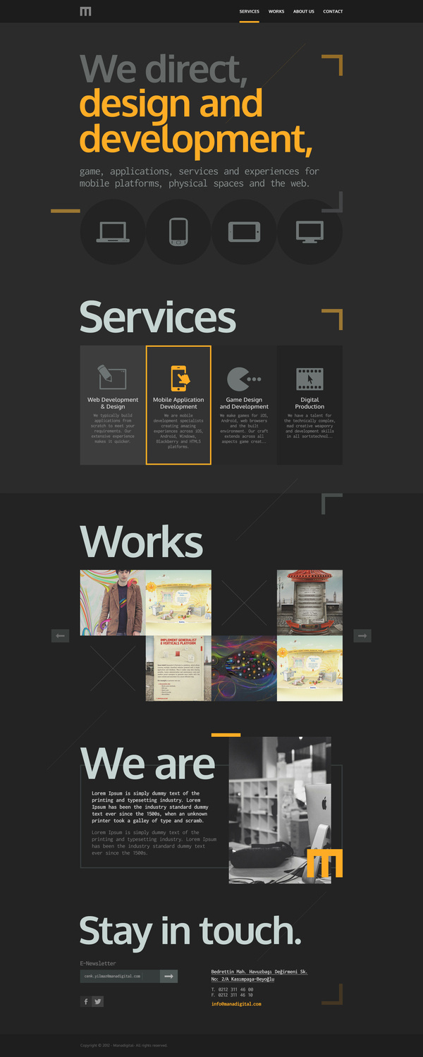 M #design #art #dark #digital #web site #agency #one page #manadigital