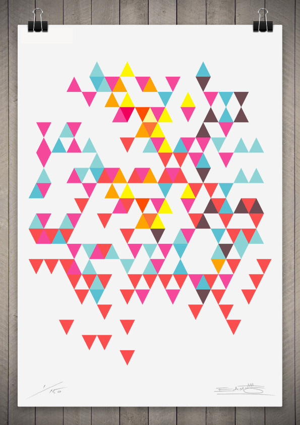 Image of Tri Colour Series Number 7 111cm x 76cm #pattern #print #geometric #triangle #poster
