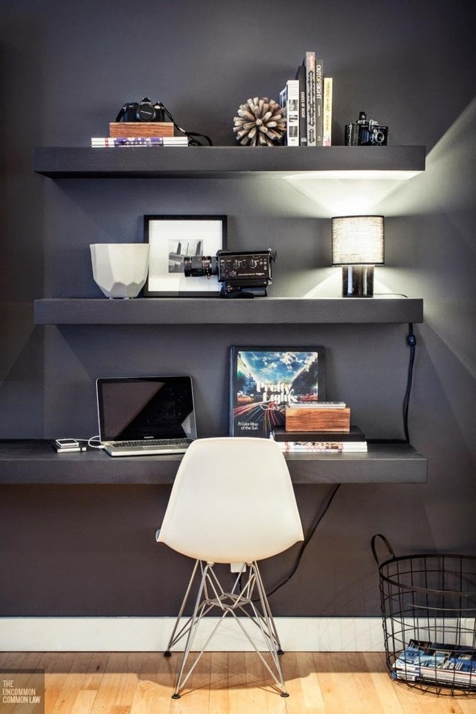 DECORATION OF A MODERN SALON #dark #desk #space #work