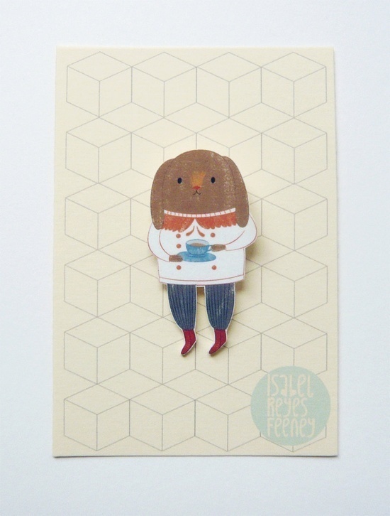 Forest Animal Brooch Isabel Reyes Feeney #jewellery #illustration #jewelry #brooch #forest #rabbit