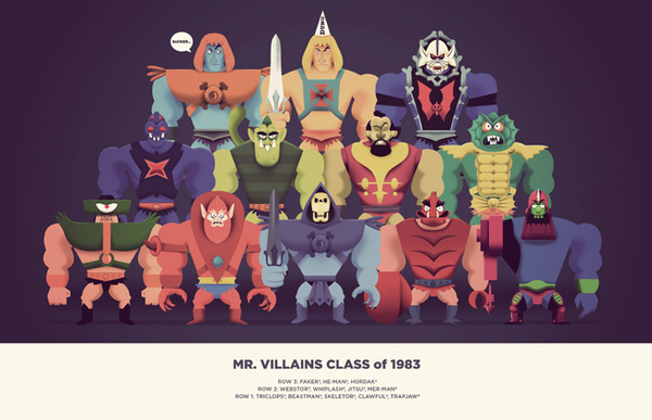 'Mr. Villains Class of 1983'. © Christopher Lee. #man #illustration #he #skeletor