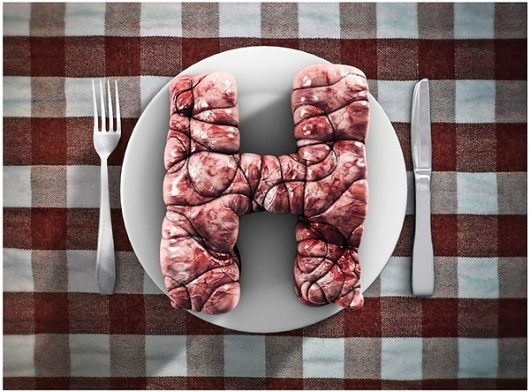 Life is good x H on the Behance Network #blood #vein #meat #real #object #type #helvetica #typography