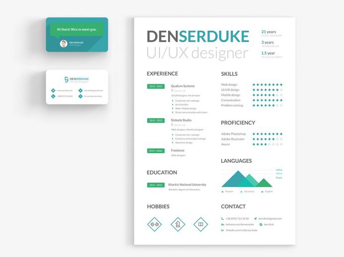 Free Resume Template with Business Card