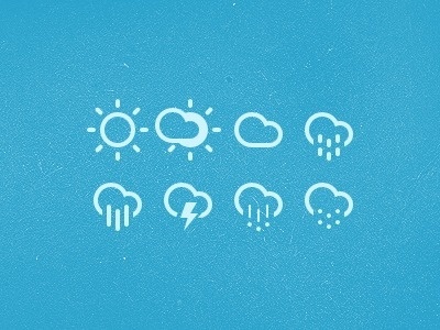 Dribbble - Weather Icons by Adam Whitcroft #sun #clouds #white #weather #cloud #icons #rain #blue