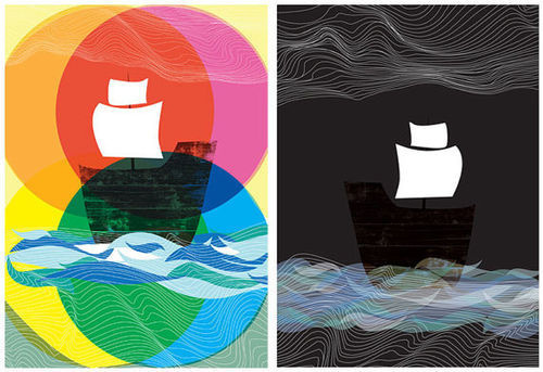 Ghost Ships Day and Night 2 art print set by strawberryluna #art #pop