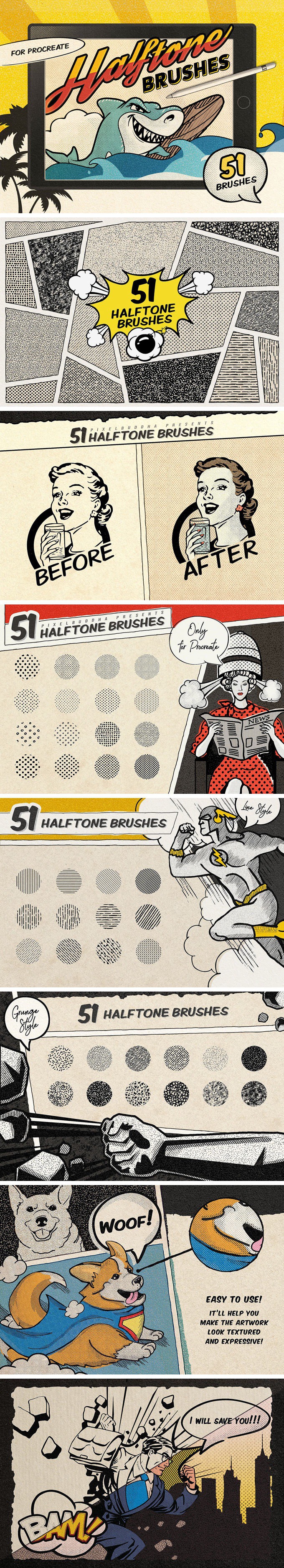 Retro Comics Procreate Brushes Free by Pixelbuddha