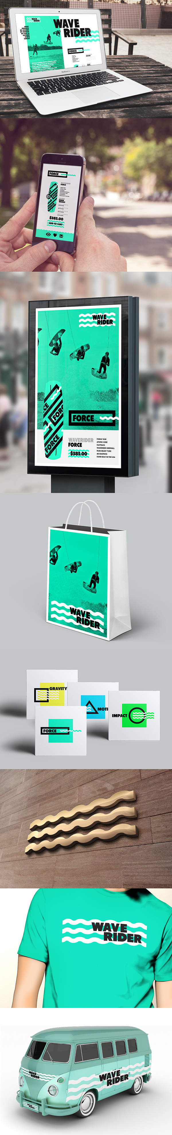 WAVERIDER // Branding on Behance #water #branding #black #shape #identity #sea #logo #green