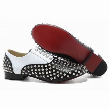 Christian Louboutin Fred Flat Spikes Mens Flat Shoes Black White #fashion