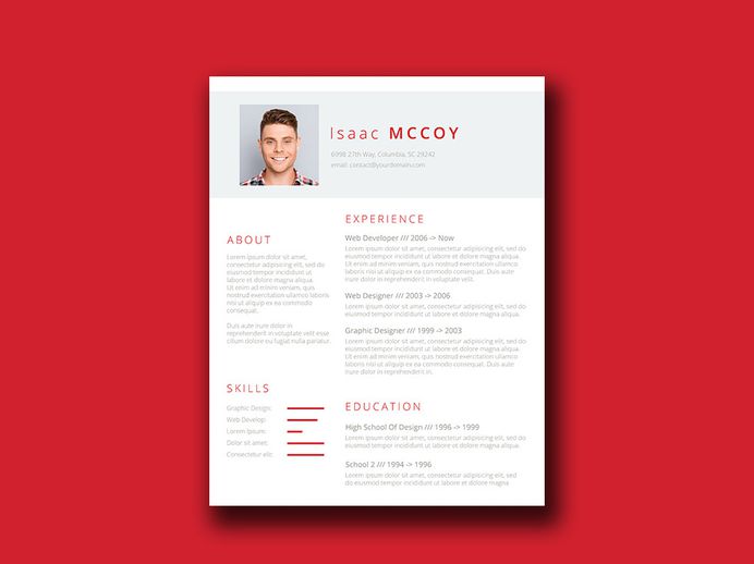 Free Red Themed Resume Template