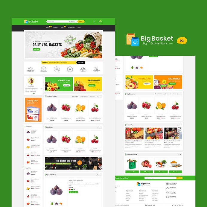 #BigBasket - #Shopify Multi-Purpose Responsive #Theme | #TemplateTrip #eCommerce #Website #Design