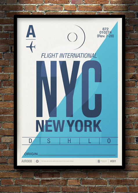 NYC Flight Tag Poster by Neil Stevens #type #travel #poster