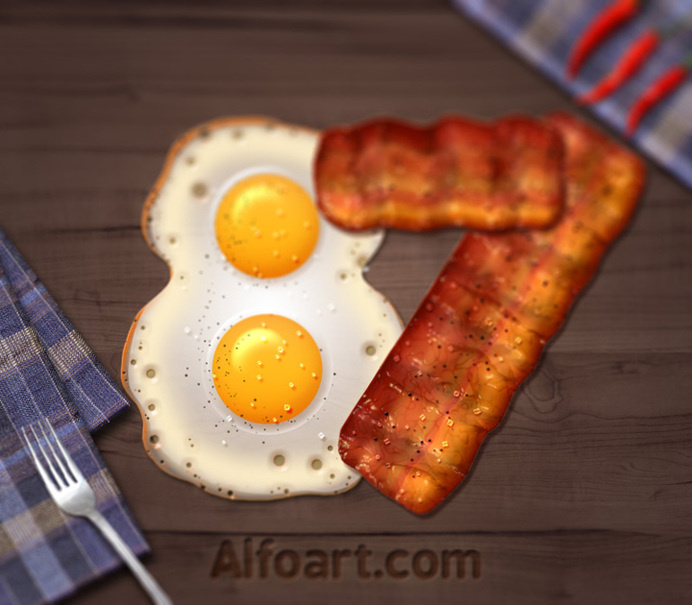 Fried eggs and bacon text effect. Learn how to create 3d fast food text effect. This Adobe Photoshop tutorial teaches how to apply fast food #letters #icons #food #hot #fried #french #delicious #text #eggs #effect #fries #hamburger #dog #in #fast #bacon #sandwich #pancakes #tutorial #photoshop #3d