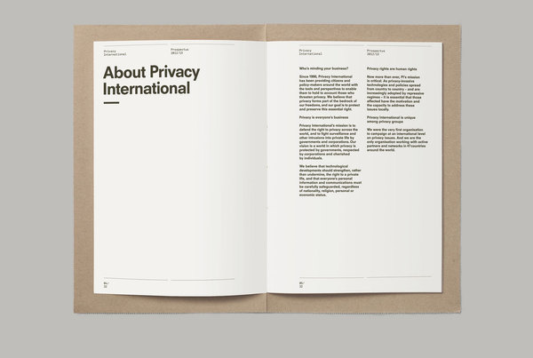 This is Real Art. — Privacy International Prospectus #print #grid #minimal #layout #editorial #typography