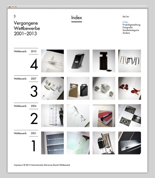 Marianne Brandt Wettbewer (strong typography & solid visual and structural balance) #grid #layout #website #web #web design #grid based #web