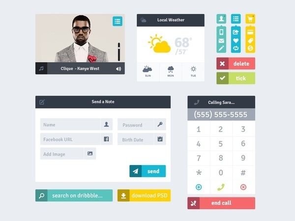 Flat Ui Kit #flat #ux #ui #iphone #mobile