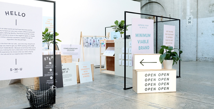 Start-Me-Up Labs start up typography type graphic design business card print modern fair stand presentation school minimal packaging designe