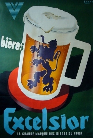 L'affichiste - 1940 Original French Poster, Bieres Excelsior - Sogno #beer #poster #typography
