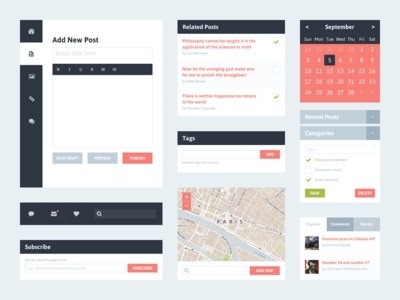 Freebie PSD: Flat UI Kit 2 (Blog) #digital #design #web #ui