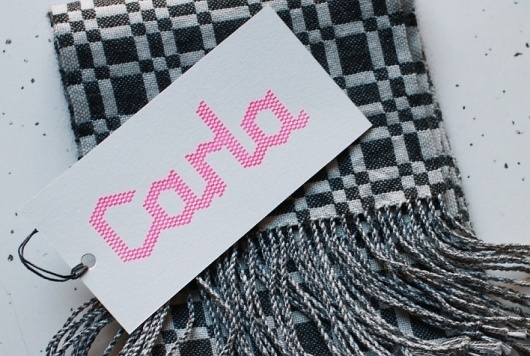 Carla - Projects - A Friend Of Mine #angle #geometric #hang #woven #tag #textile #logo #stitched