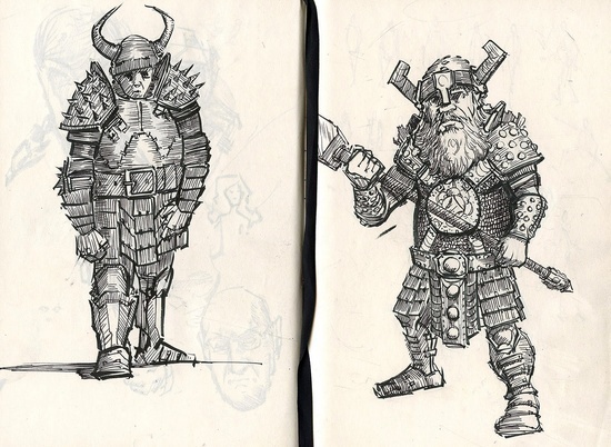 Unlikely heroes - Joseph Sanabria #fantasy #fighters #illustration #dwarf #magic #warrior #character #sketch #viking