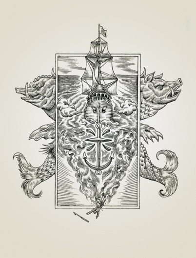 Syndicate Original #ocean #heraldry #engraving #ship #sea #anchor