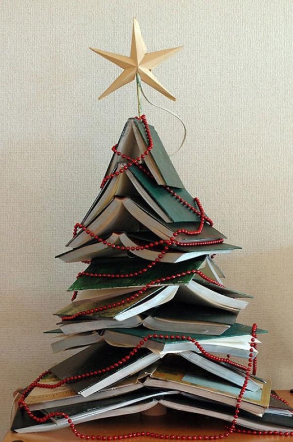 Book Christmas tree with beaded garlands. If you want a unique yet casual look for your book Christmas tree then this is the design you are
