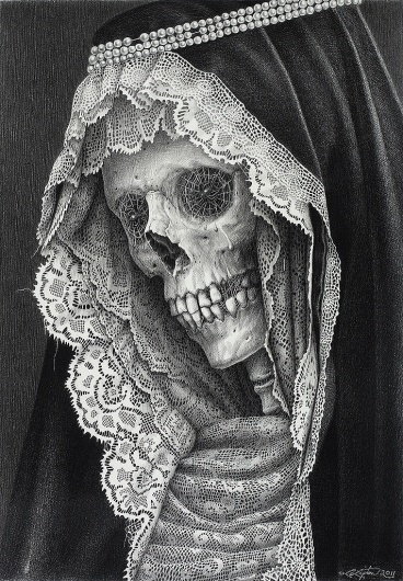 Laurie Lipton's 'Carnival of the Dead' #illustration #saint #skull