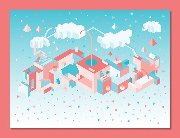 Kate Moross, Isometric island 2012 #isometric #2012 #graphic #island #moross #art #kate