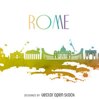 Rome watercolor skyline http://bit.ly/29laV1c