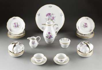 24-PIECE COFFEE SERVICE 'FLOWER PAINTING IN GREEN AND PURPLE' #porcelain
