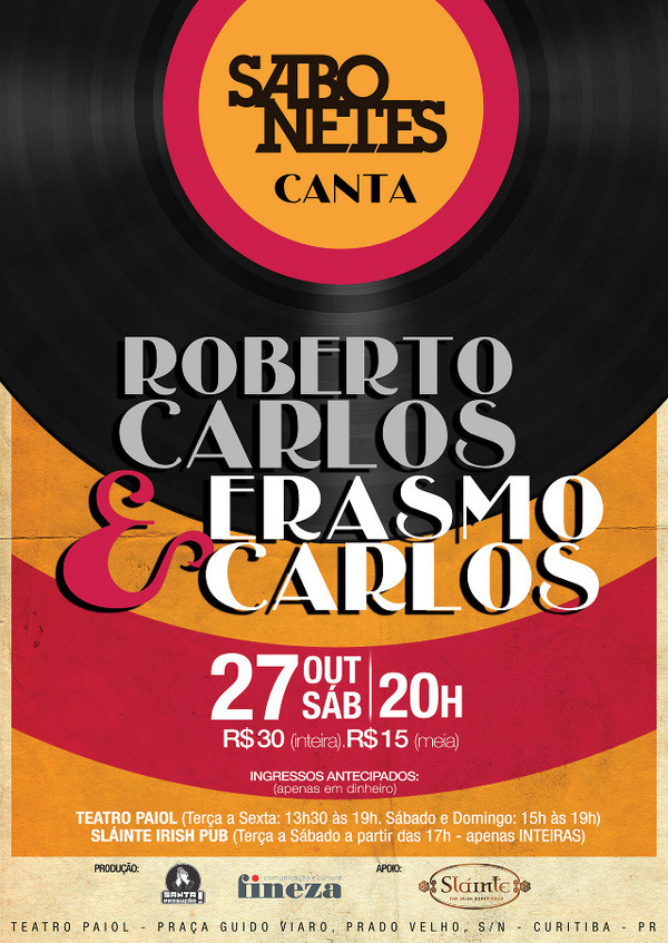SABONETES canta Roberto Carlos & Erasmo Carlos #sabonetes #erasmo #carlos #guarda #jovem #poster #roberto