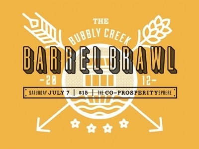 Dribbble - Barrel Brawl Logo by Eileen Tjan #dribbble #yellow #tjan #eileen #bubbly #creek #barrel #brawl