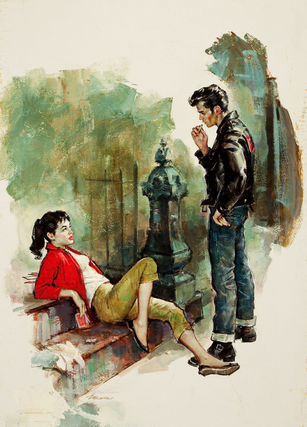 tumblr_ls907y8MEg1qa70eyo1_1280.jpg (919×1280) #erotica #60s #alfred #james #painting #greasers #meese