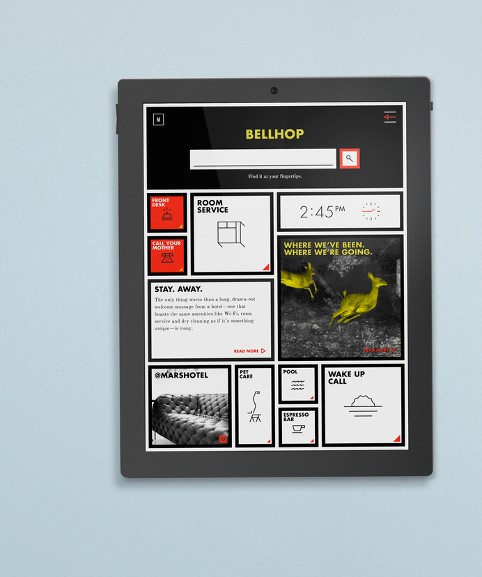 Bellhop digital app for The Mars Hotel via Patrick Iadanza #hotel #mars #app